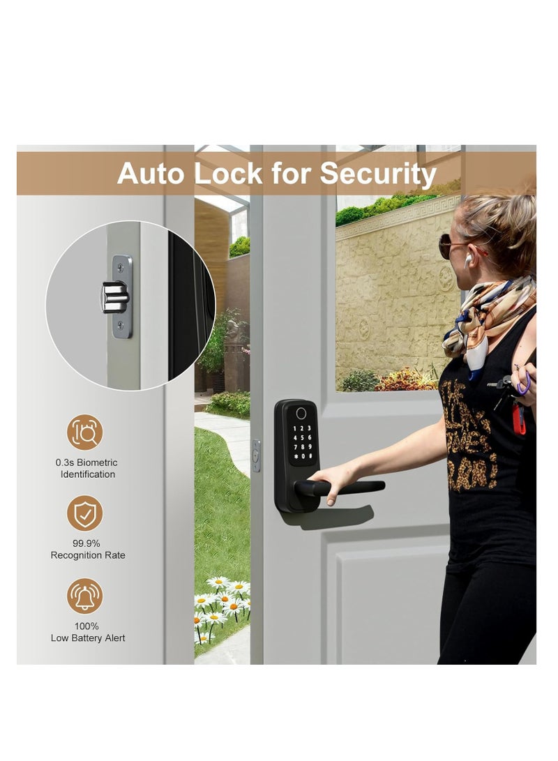 Smart Door Lock,5-in-1 Keyless Entry Door Lock with Handle,Keypad Door Lock Support WiFi  APP Control,Biometric Fingerprint Door Lock Digital Electronic Door Lock for Front Door Hotel Office Home - Image 3