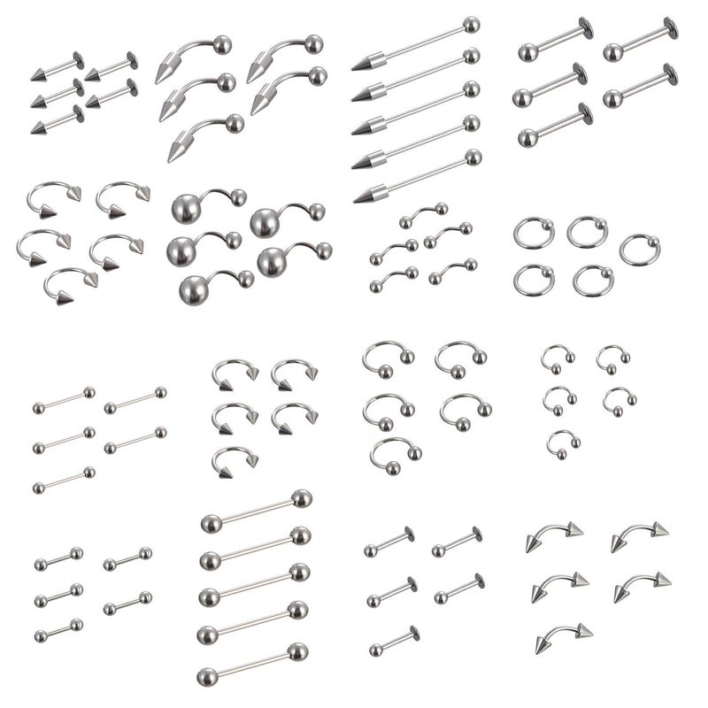 Juland 85 PCS Piercing Kit Body Piercing Surgical Steel Belly Button, Tongue, Eyebrow, Nipple, Lip, Nose Tapers Plugs Gauges Set - Image 1