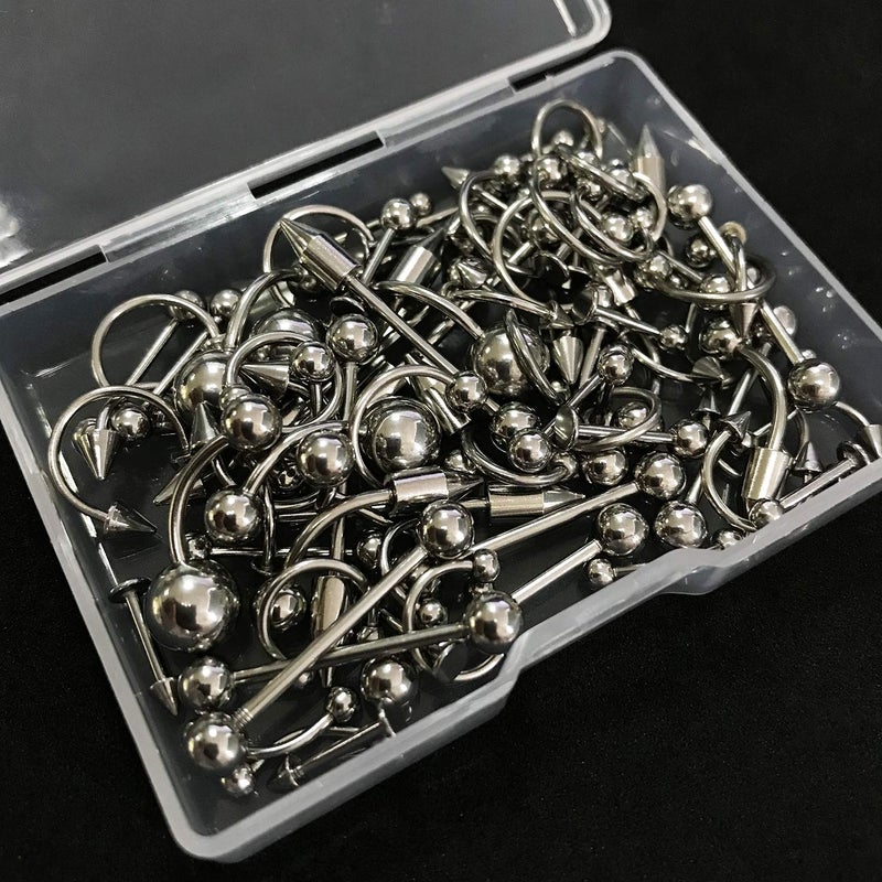 Juland 85 PCS Piercing Kit Body Piercing Surgical Steel Belly Button, Tongue, Eyebrow, Nipple, Lip, Nose Tapers Plugs Gauges Set - Image 3