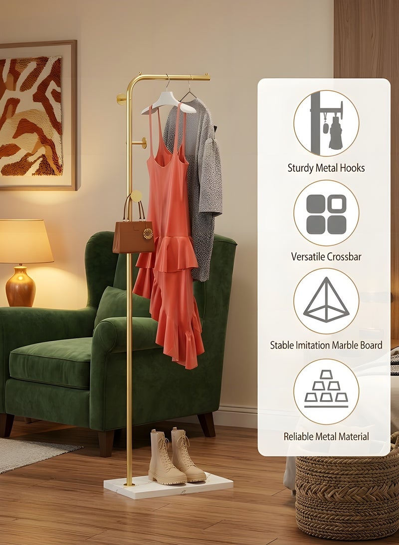 Beauenty Freestanding Metal Coat Rack,Standing Coat Rack with Heavy Base,Modern Coat Tree with Crossbar and 3 Hooks,for Clothing Entryway,Bedroom,Living Room,Office,Hats,Scarves,Clothes,and Handbags - Image 5