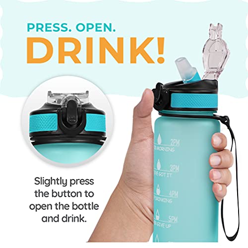 SOLARA Unbreakable Water Bottle with Motivational Time Marker, Sipper Bottle for Adults, Water bottle for Gym Office| Mobile app with Drinking water reminder | Cool Aqua Green - Image 4