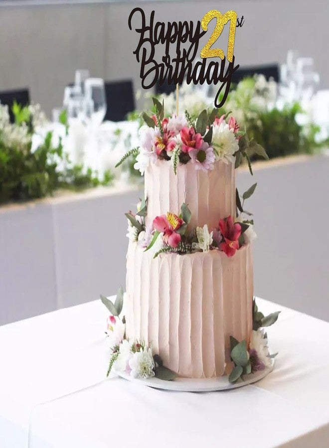 SAMOKA Happy 21st Birthday Cake Topper, 1 PCS Cheers to 21 Years Cake Pick, Decoration for 21st Party - Image 4