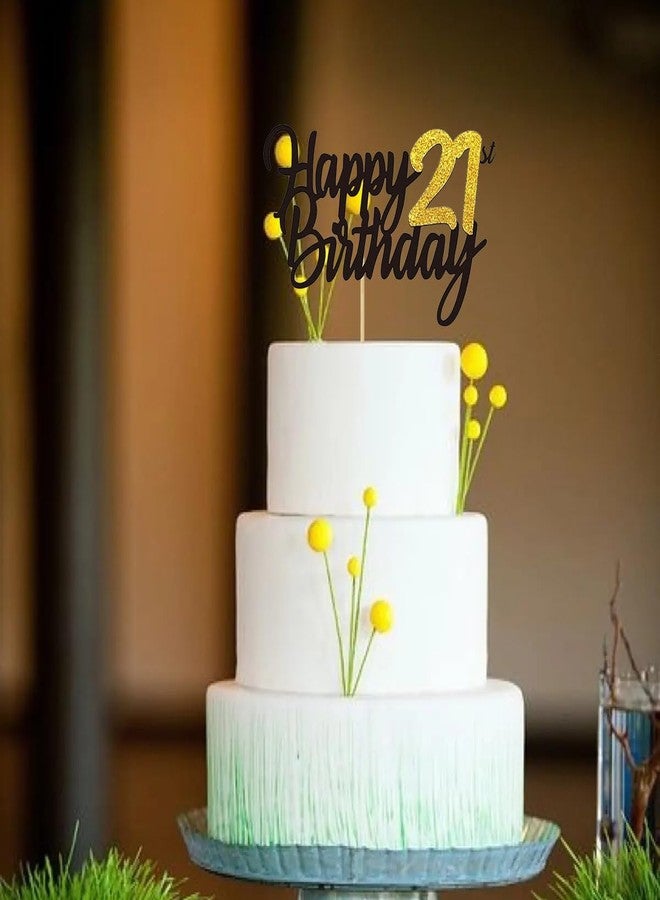 SAMOKA Happy 21st Birthday Cake Topper, 1 PCS Cheers to 21 Years Cake Pick, Decoration for 21st Party - Image 5