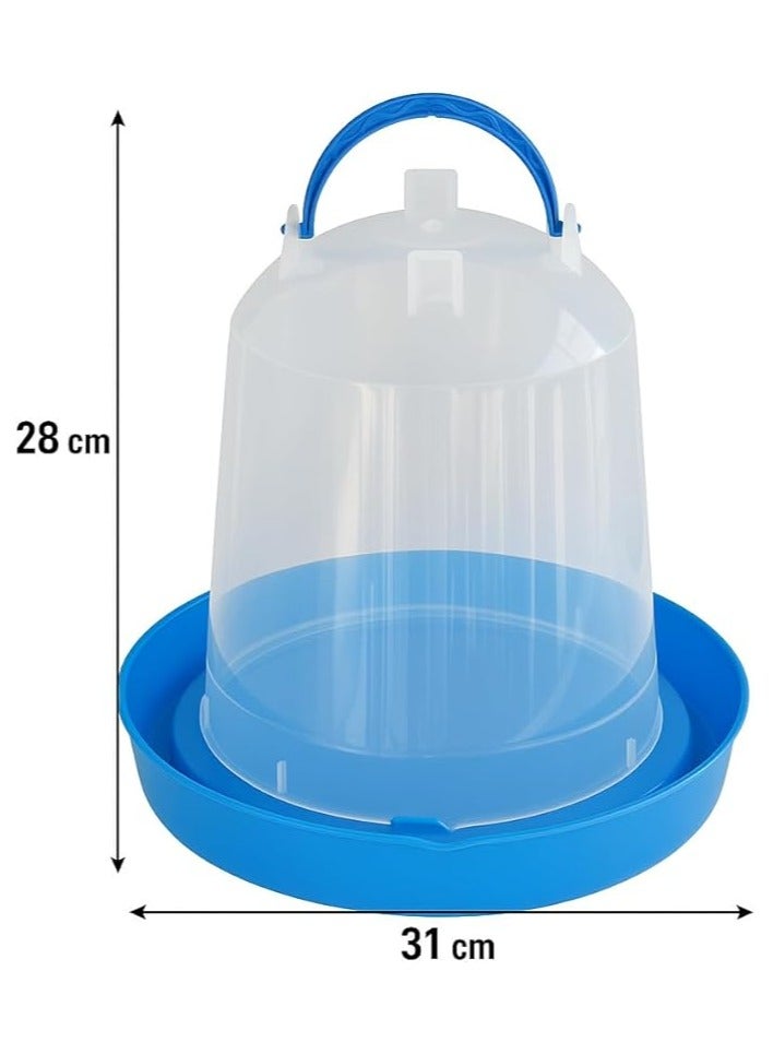 ماستر جولد سقاية طيور بلاستيك شفافة سعة 6 لتر مع قاعدة قوية | مناسبة للدجاج، البط، الحمام والطيور المنزلية | وعاء تغذية مع خزان ماء شفاف سهل التعبئة والتنظيف (أزرق, 6 لتر) - Image 3