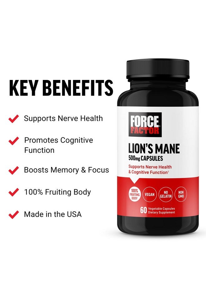 فوريس فاكتور كبسولات مكمل Lion's Mane من Force Factor، مكمل للذاكرة والتركيز، يدعم صحة الأعصاب والوظائف الإدراكية، مصنوع من جسم ثمري 100%، نباتي، بدون جيلاتين، غير معدّل وراثيًا، 60 كبسولة نباتية - Image 2