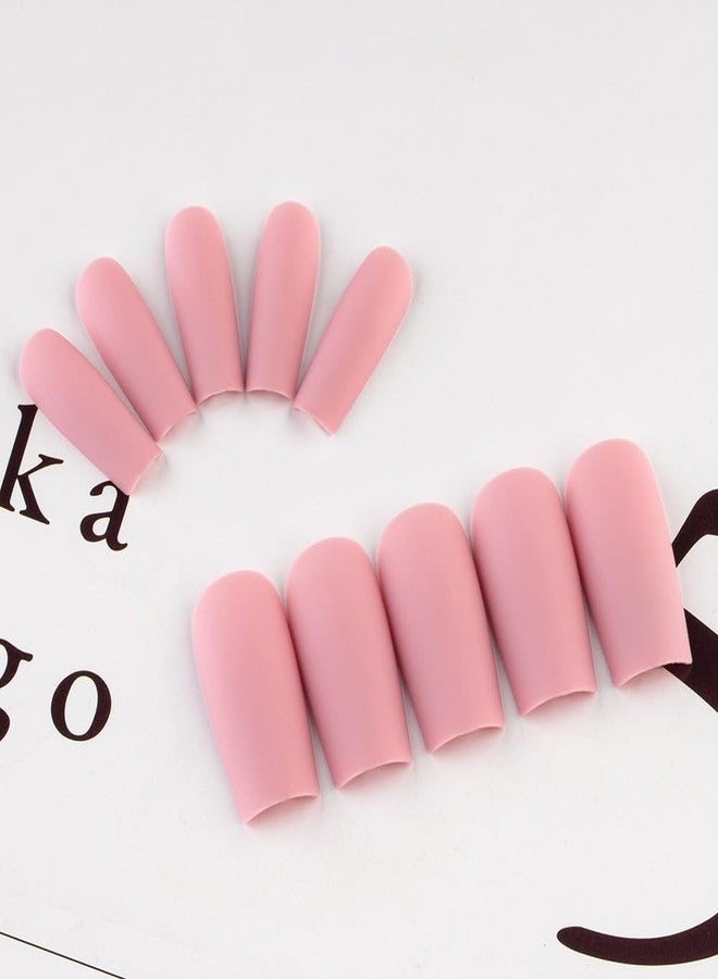 KXAMELIE Matte Pink Press on Nails Long Square, KXAMELIE Medium Coffin Nails Press ons Long Glue on Nails Natural Thick Fake Long Nails Acrylic Nails Reusable 24 Fake Nails Solid Color False Nails for Women - Image 5