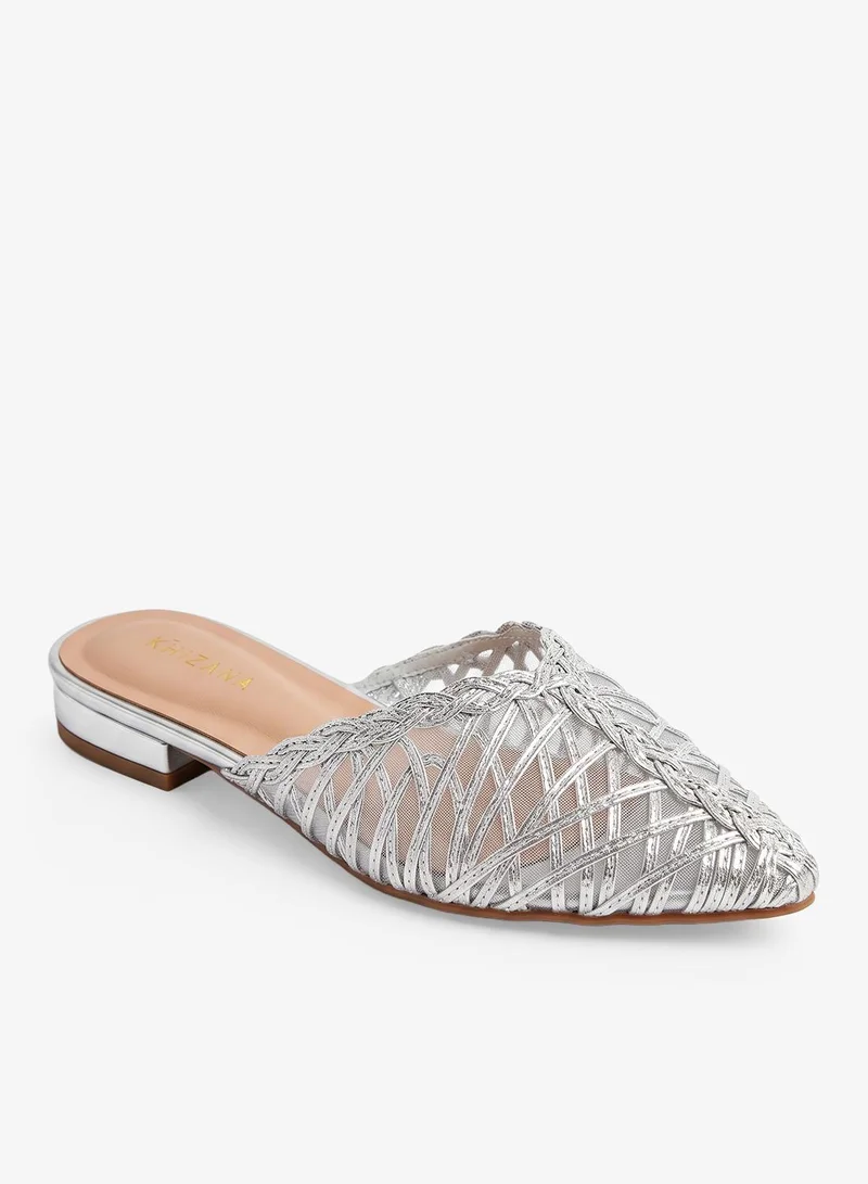Khizana Mesh Metallic Pointed Toe Mules