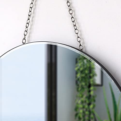 QMDECOR Round Silver Mirror with Iron Chain for Wall Decor Diameter Circle 11.5 inch Wall Hang Frame Less Mirror Small Handicraft Mirror - Image 5
