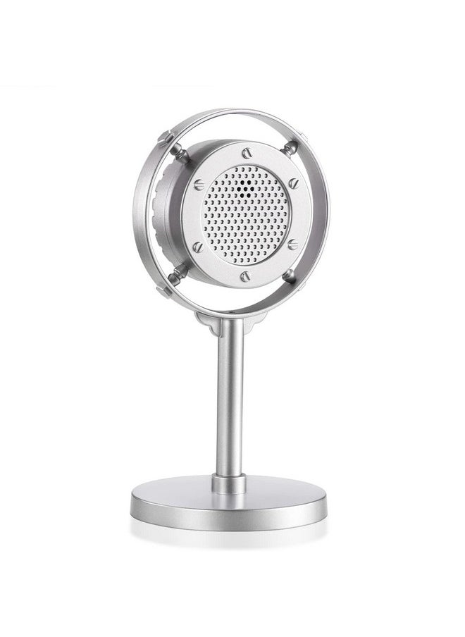 Facmogu - Vintage Retro Fake Plastic Mic Nostalgic Microphone Props For Antique Decoration Collecters Antique Ring Microphones Model For Vintage Theme Scene Shooting Silver - Image 1
