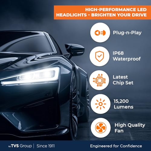 myTVS مصابيح الرأس LED لسيارة myTVS |152W فائقة السطوع 6000K أبيض بارد مجموعة تحويل LED | مصابيح أمامية عالية القدرة مقاومة للماء 15200 لومن | سهل التركيب، طويل الأمد، يناسب الجميع، ضمان لمدة 2 سنة LED8-H7 - Image 3