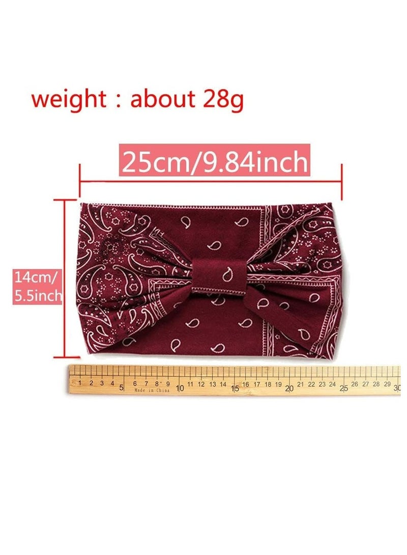 FengSVMA 3 Pcs Headbands for Women,Wide Headband Boho Floral Print Knot Elastic Head Band Running Yoga Head Wrap Hairbands - Image 5