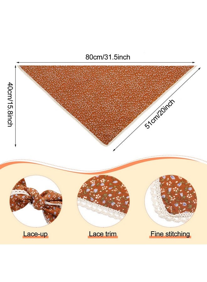 Dingion 6 Pcs Floral Hair Bandanas Head Kerchief Women Bandana Print Chiffon Hair Scarf Triangle Head Kerchief with Ties(Vintage Color) - Image 3