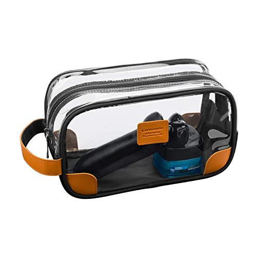 Lermende Clear Toiletry Bag for Traveling, Large Toiletry Bag for Men. Hanging Dopp Kit/Travel kit/Clear Mens Bag/Unisex Bathroom Travel Bag for Mens(Black) - Image 1