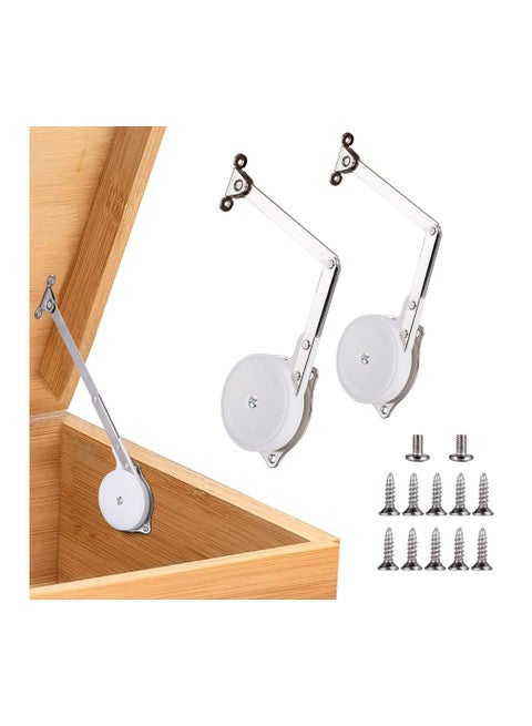 Lid Support Hinges Chest Hinges, for Wooden Toy Box, Cedar, Toys Box Hinges Soft Close, Storage Trunk & Benches, Made of Zinc Alloy, Safety & Heavy Duty, for Toy Box and Flap Doors, Easy to Install