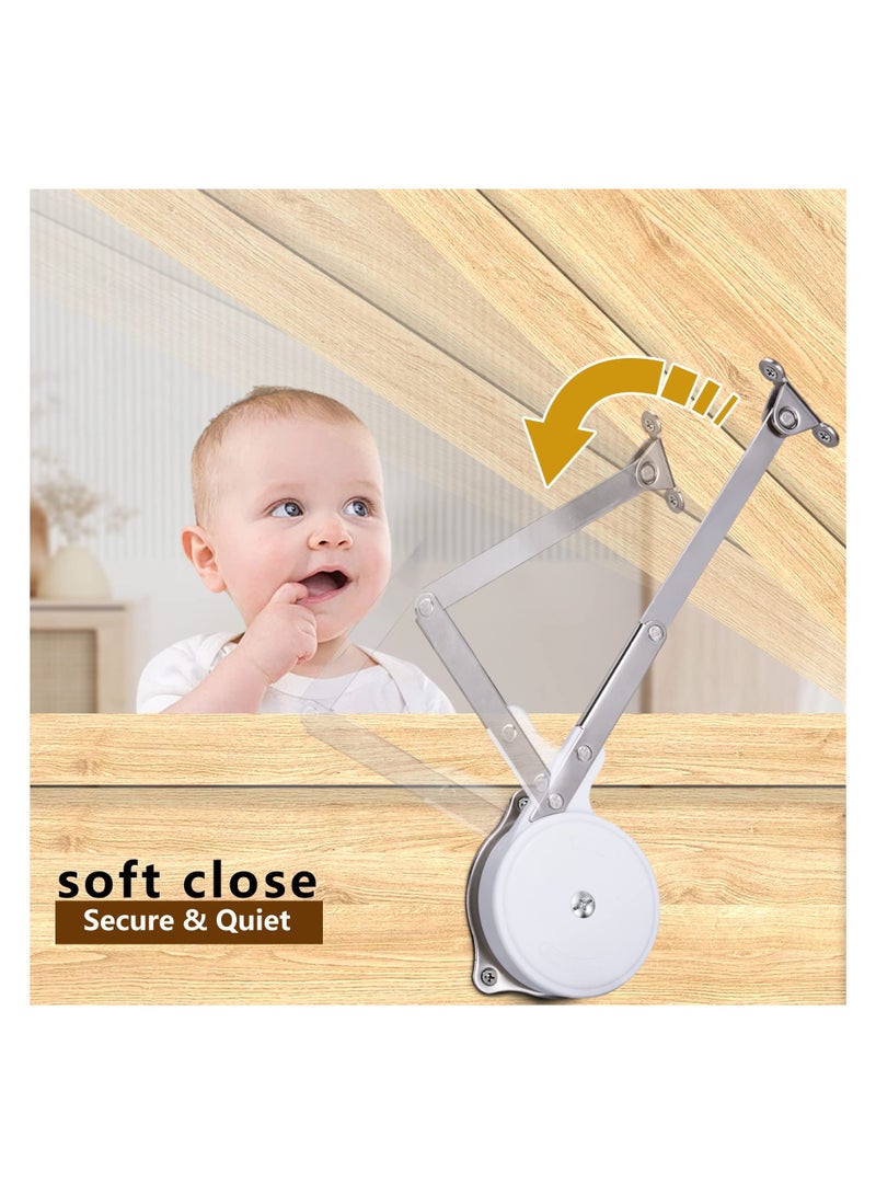Lid Support Hinges Chest Hinges, for Wooden Toy Box, Cedar, Toys Box Hinges Soft Close, Storage Trunk & Benches, Made of Zinc Alloy, Safety & Heavy Duty, for Toy Box and Flap Doors, Easy to Install