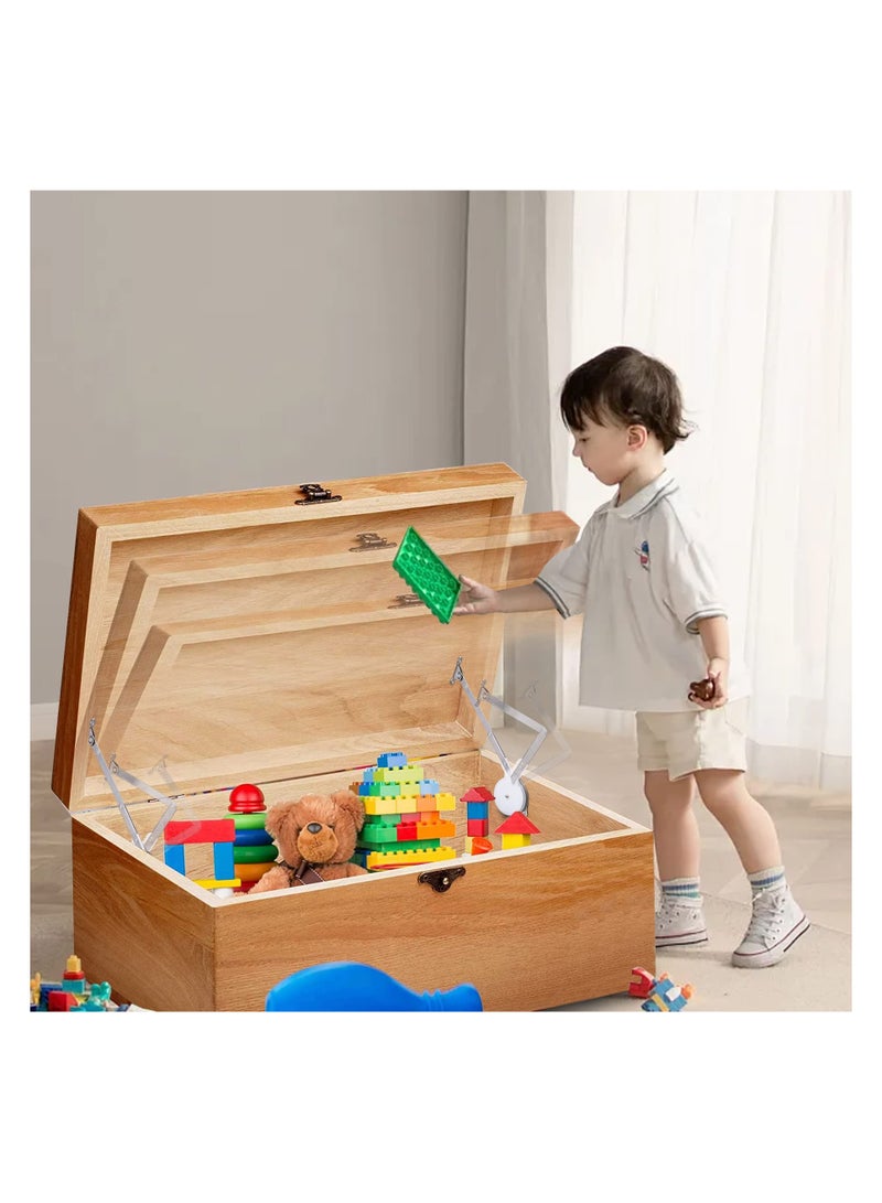 Lid Support Hinges Chest Hinges, for Wooden Toy Box, Cedar, Toys Box Hinges Soft Close, Storage Trunk & Benches, Made of Zinc Alloy, Safety & Heavy Duty, for Toy Box and Flap Doors, Easy to Install