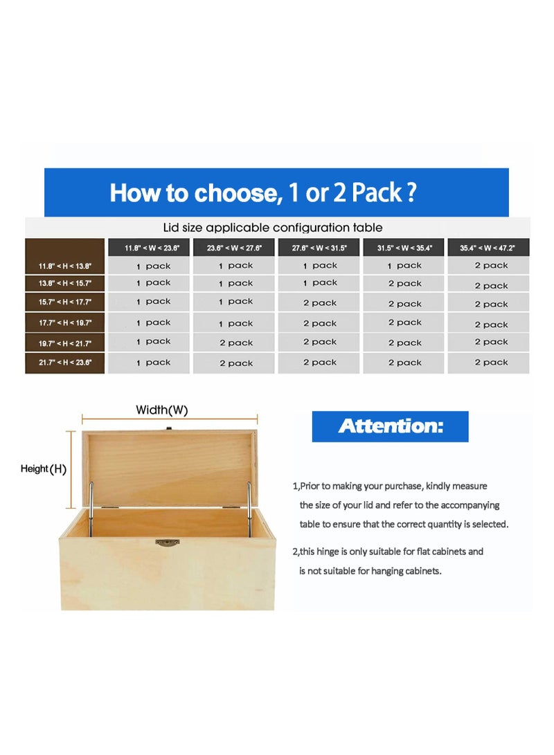 Lid Support Hinges Chest Hinges, for Wooden Toy Box, Cedar, Toys Box Hinges Soft Close, Storage Trunk & Benches, Made of Zinc Alloy, Safety & Heavy Duty, for Toy Box and Flap Doors, Easy to Install