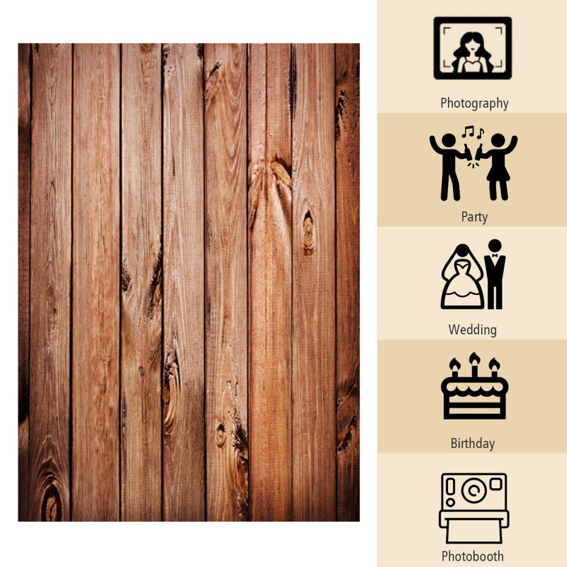 5x7Ft Vinyl Photography Backdrop - Foldable Portable Realistic Wood Grain Pattern Photo Background for Wedding Party Birthday Photobooth Decoration - Image 4