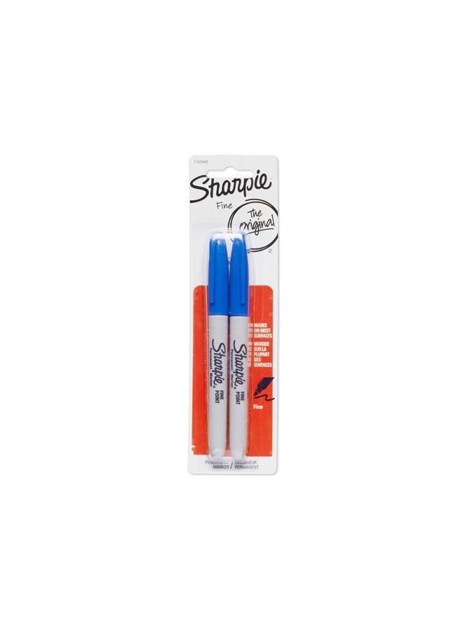 Permanent Markers, Fine Point, Blue, 2-Pack (1765449)