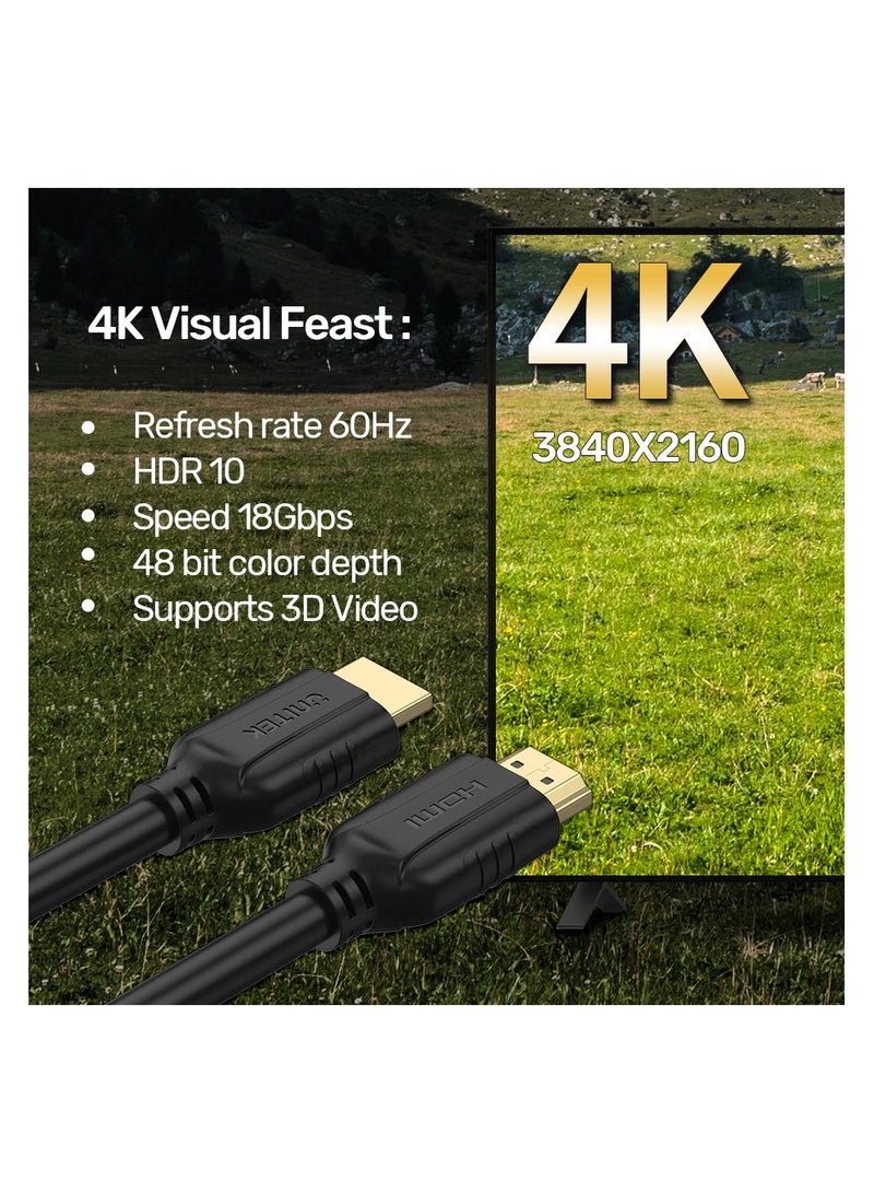 UNITEK كابل HDMI 4K HDMI 2.0 18Gbps عالي السرعة 4K@60Hz HDMI إلى HDMI سلك فيديو Ultra HD 3D 4K متوافق مع MacBook Pro UHD TV Nintendo Switch Xbox PlayStation PS5/4 كمبيوتر محمول - أسود - Image 4