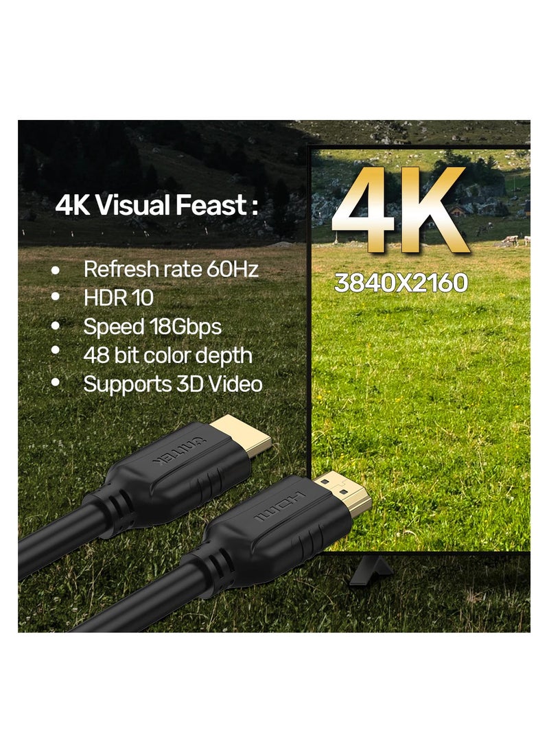 HDMI Cable 4K HDMI 2.0 18Gbps High-Speed 4K@60Hz HDMI to HDMI Video Wire Ultra HD 3D 4K HDMI Compatible with MacBook Pro UHD TV Nintendo Switch Xbox PlayStation PS5/4 PC Laptop - Black - pzsku/Z90131AF45C60D02466EFZ/45/_/1740678633/54a706d5-bfe4-4c0e-9425-cb1df7b00813