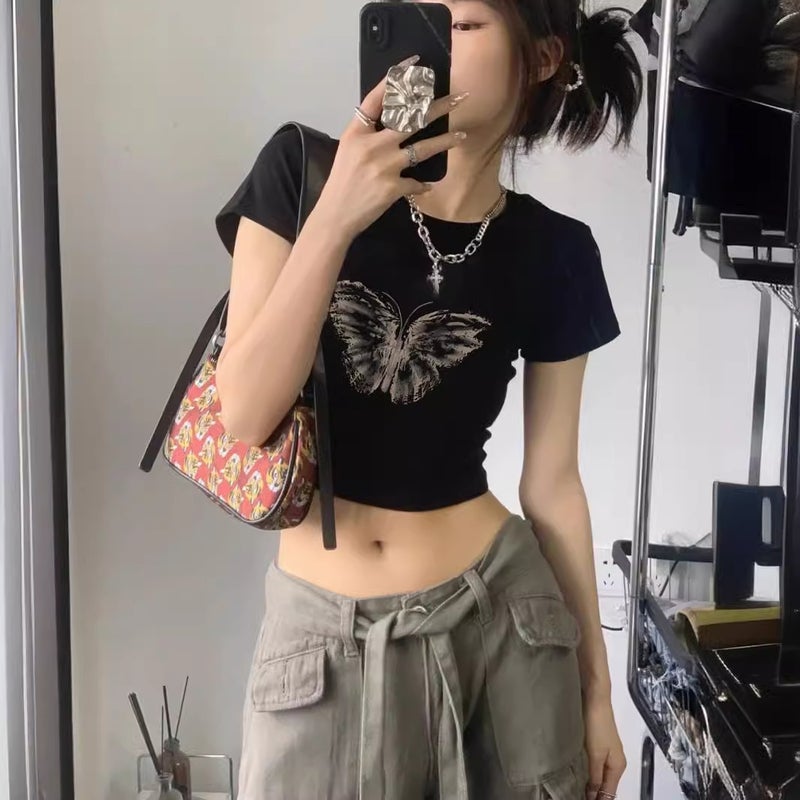 Women's Cropped T-Shirt with Animal Print - Image 2