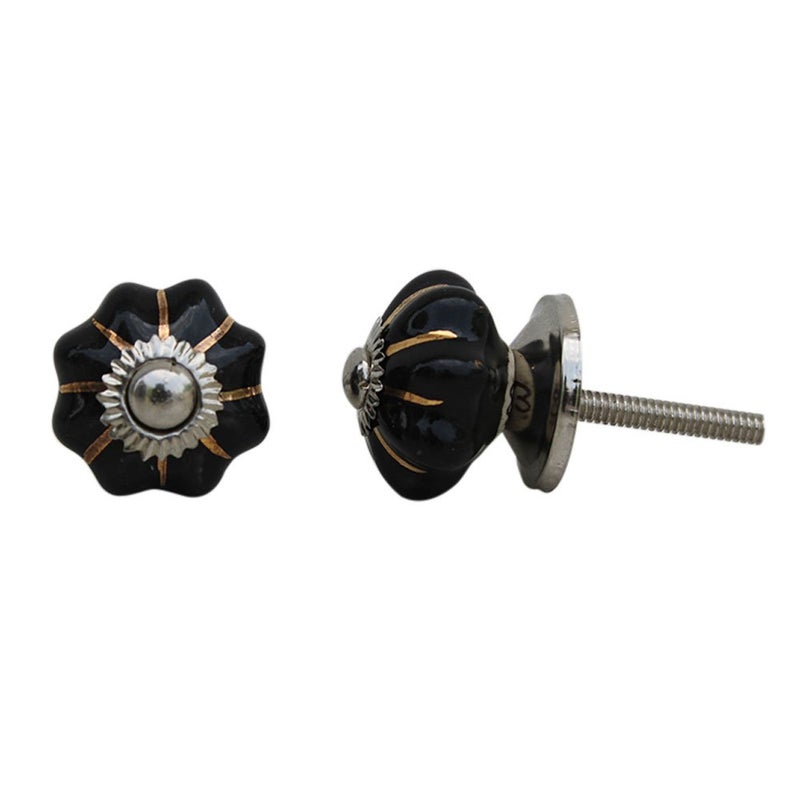 Indian-Shelf IndianShelf 8 Piece Black Solid Ceramic Drawer Knobs for Kitchen Cabinet Knobs Door Pulls Decorative Dresser Premium Furniture  - Image 1