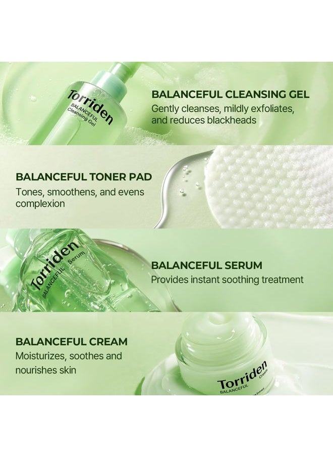Torriden - BALANCEFUL Cica Trial Kit, 5D Cica Infused Daily Skincare Kit - 4 Step Regimen with Cleansing Gel, Toner Pad, Serum, and Cream | Korean Skin Care Set - Image 1