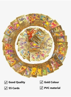 Pokemon Gold Pokemon Cards Golden Foil Set (55 pcs) - Including Vmax Rares V Series GX EX Rares Charizard Common Cards ( Random pic on cards box cover)  - Image 2