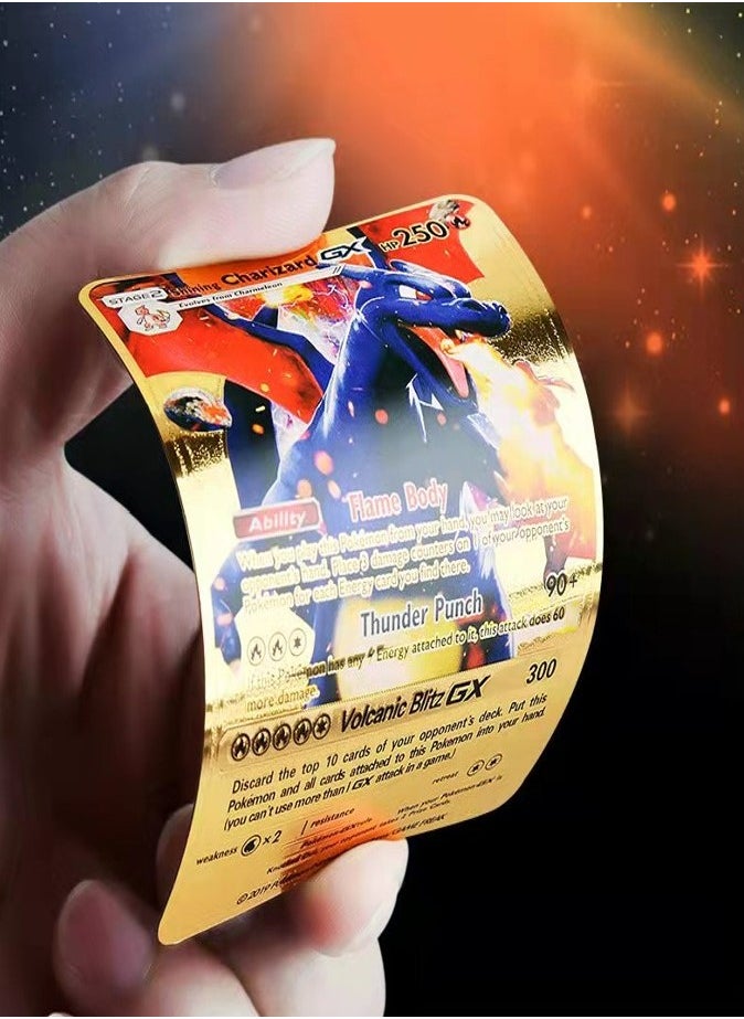 Pokemon - Gold Pokemon Cards Golden Foil Set (55 pcs) - Including Vmax Rares V Series GX EX Rares Charizard Common Cards ( Random pic on cards box cover) - Image 1