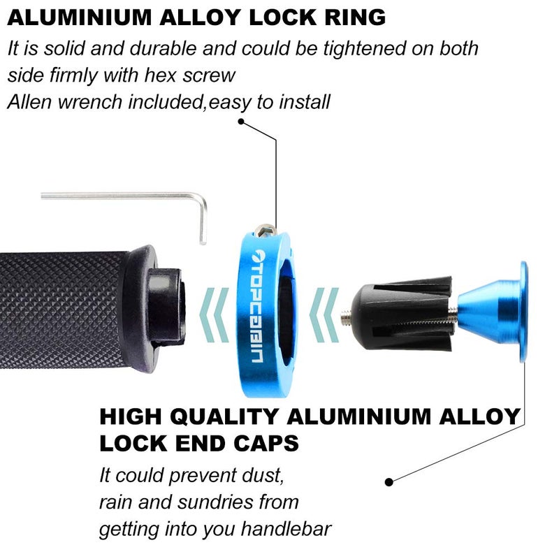 Topcabin Bicycle Grips Double Lock On Locking Bicycle Handlebar Grips Rubber Comfortable Bike Grips For Bicycle Mountain Bmx (Navy) - Image 2