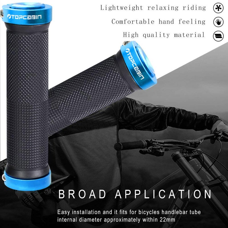 Topcabin Bicycle Grips Double Lock On Locking Bicycle Handlebar Grips Rubber Comfortable Bike Grips For Bicycle Mountain Bmx (Navy) - Image 5