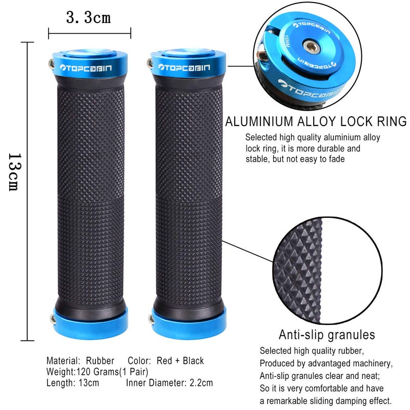 Topcabin Bicycle Grips Double Lock On Locking Bicycle Handlebar Grips Rubber Comfortable Bike Grips For Bicycle Mountain Bmx (Navy) - Image 4