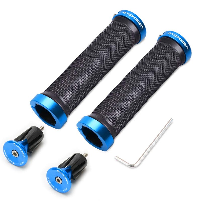 Topcabin Bicycle Grips Double Lock On Locking Bicycle Handlebar Grips Rubber Comfortable Bike Grips For Bicycle Mountain Bmx (Navy) - Image 1