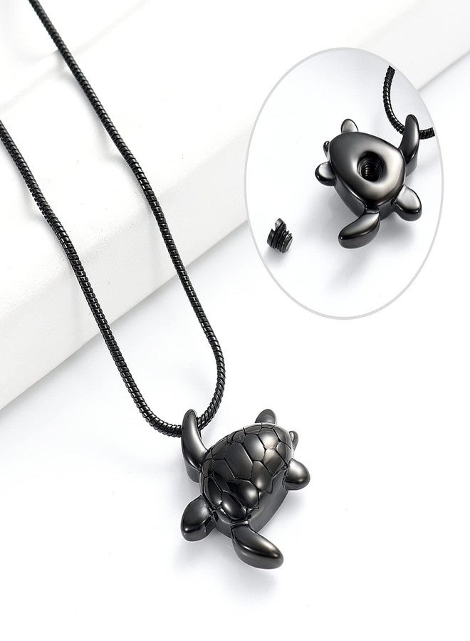 Imrsanl Sea Turtle Cremation Jewelry for Ashes Necklace Keepsake Memorial Urns Pendant Jewellery for Pets/Human (Black) - Image 3