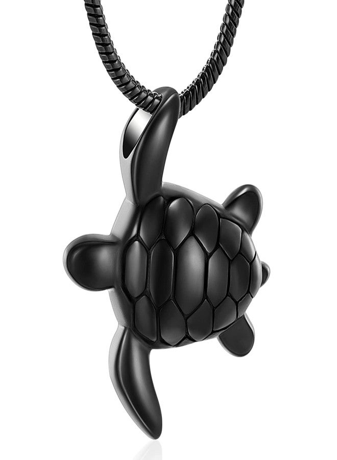 Imrsanl Sea Turtle Cremation Jewelry for Ashes Necklace Keepsake Memorial Urns Pendant Jewellery for Pets/Human (Black) - Image 1