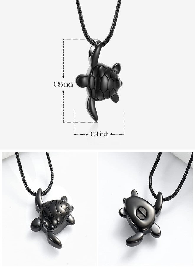Imrsanl Sea Turtle Cremation Jewelry for Ashes Necklace Keepsake Memorial Urns Pendant Jewellery for Pets/Human (Black) - Image 2