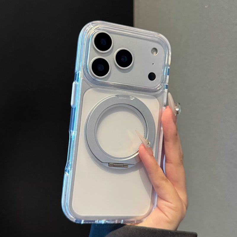 غطاء MagSafe بAcrylic لـ iPhone 17 / 17 Air / 17 Pro / 17 Pro Max مع مغناطيس قوي وحامل قائم مع مقاوم للصدمات مع حماية من السقوط باللون Silver مغناطيسي بوظيفة حامل من الأكريليك - Image 3