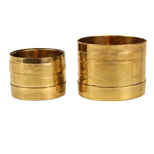 Putrika Brass Rice Measuring Pot Padi Uzhakku,Changazhi Measuring Vessel for Paddy and Grains, nira para Vessel, Cup, Jug, Mug, Bowl for Home and Kitchen[Weight: 120gm](Capacity: 60ml and 130ml)- Set of 2 - Image 2