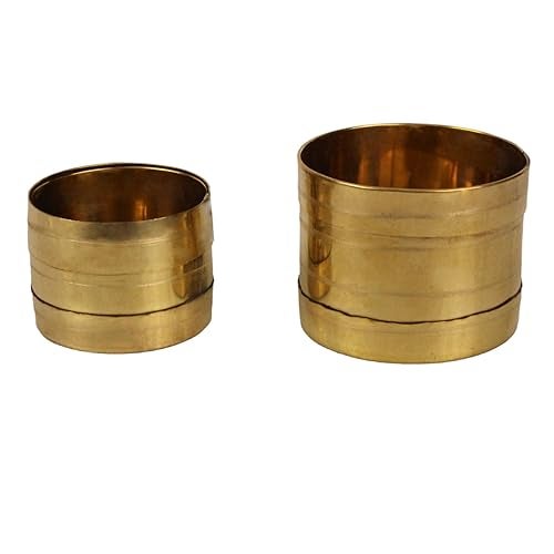 Putrika Brass Rice Measuring Pot Padi Uzhakku,Changazhi Measuring Vessel for Paddy and Grains, nira para Vessel, Cup, Jug, Mug, Bowl for Home and Kitchen[Weight: 120gm](Capacity: 60ml and 130ml)- Set of 2 - Image 1