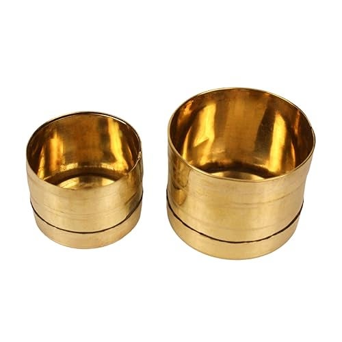 Putrika Brass Rice Measuring Pot Padi Uzhakku,Changazhi Measuring Vessel for Paddy and Grains, nira para Vessel, Cup, Jug, Mug, Bowl for Home and Kitchen[Weight: 120gm](Capacity: 60ml and 130ml)- Set of 2 - Image 3