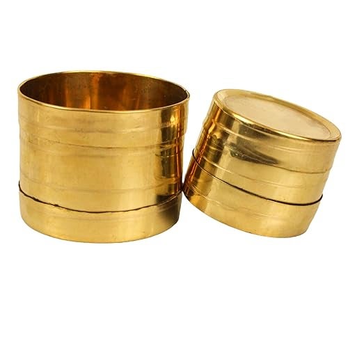 Putrika Brass Rice Measuring Pot Padi Uzhakku,Changazhi Measuring Vessel for Paddy and Grains, nira para Vessel, Cup, Jug, Mug, Bowl for Home and Kitchen[Weight: 120gm](Capacity: 60ml and 130ml)- Set of 2 - Image 4