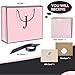 QLSKO Personalized Initial Paper Bag for Women GrilsMonogrammed Gift Bag with Bow RibbonWrapping Tissue and Card Matching Envelope Sticker Pink JMedium - Image 4