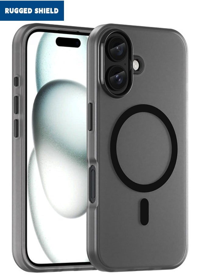 RUGGED SHIELD - iPhone 16 Case, iPhone 16 Skin Friendly Frosted Case, [Compatible with Magsafe][Anti-Drop Shockproof][Anti-Slip][No Yellowing] Slim Hard Case for Apple iPhone 16, Translucent Black - Image 1