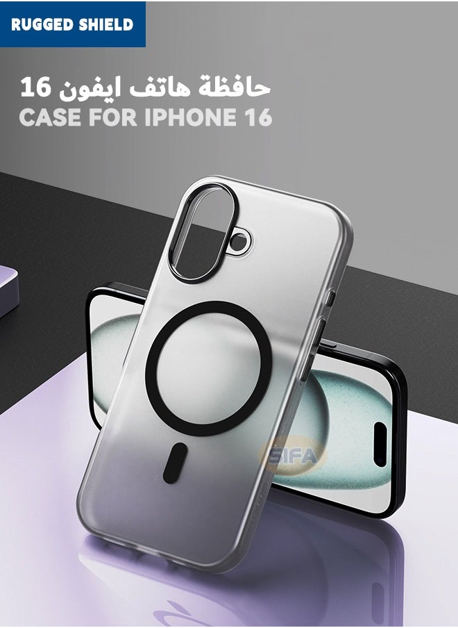 RUGGED SHIELD - iPhone 16 Case, iPhone 16 Skin Friendly Frosted Case, [Compatible with Magsafe][Anti-Drop Shockproof][Anti-Slip][No Yellowing] Slim Hard Case for Apple iPhone 16, Translucent Black - Image 1