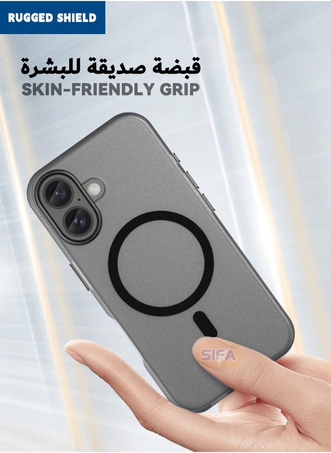 RUGGED SHIELD - iPhone 16 Case, iPhone 16 Skin Friendly Frosted Case, [Compatible with Magsafe][Anti-Drop Shockproof][Anti-Slip][No Yellowing] Slim Hard Case for Apple iPhone 16, Translucent Black - Image 1