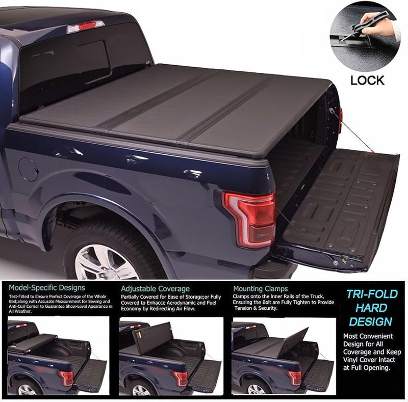 4Pcs Hard Folding Tonneau Cover Universal Fit Truck Bed Accessory Durable Material - Image 5