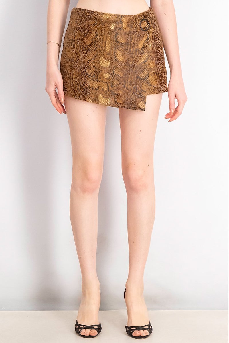 Mohito Women Animal Print Basic Shorts, Brown - Image 1