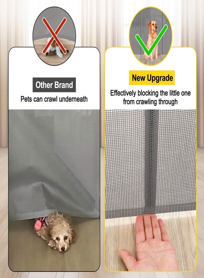 Bingguz Reinforced 42” Extra Tall Pet Gate for Doorways, Extends up to 60” Wide, Extra Tall Retractable Baby Gates with Rods to Prevent Crawling Through Retractable Mesh Dog Gate Indoor Outdoor, Gray - Image 2