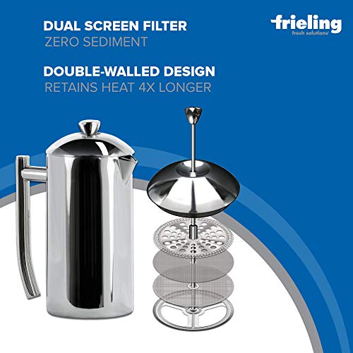 Frieling Double-Walled Stainless Steel French Press Coffee Maker - 44 oz, Polished, Extra Large Stainless Steel Coffee Press for Commercial Use - Camping Coffee Makers & Tea Press - Image 4